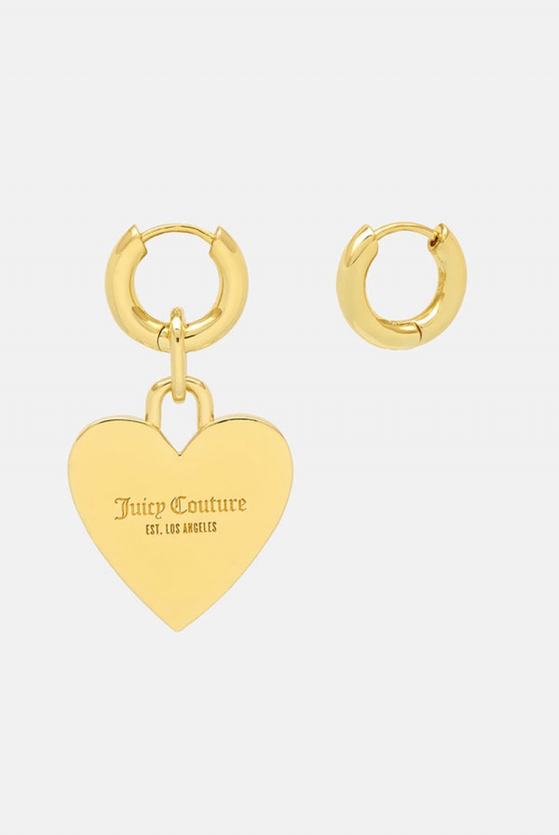 Juicy Couture Hoop Earrings With Single Heart Drop Gull | JC-SN652376