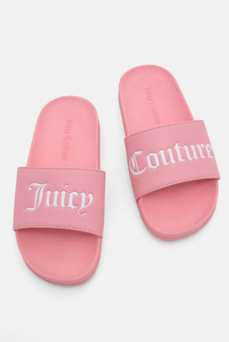 Juicy Couture Juicy Couture Embossed Sliders Rosa | JC-SN652201