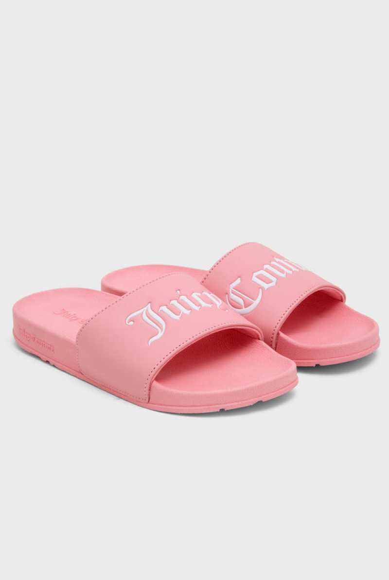 Juicy Couture Juicy Couture Embossed Sliders Rosa | JC-SN652201