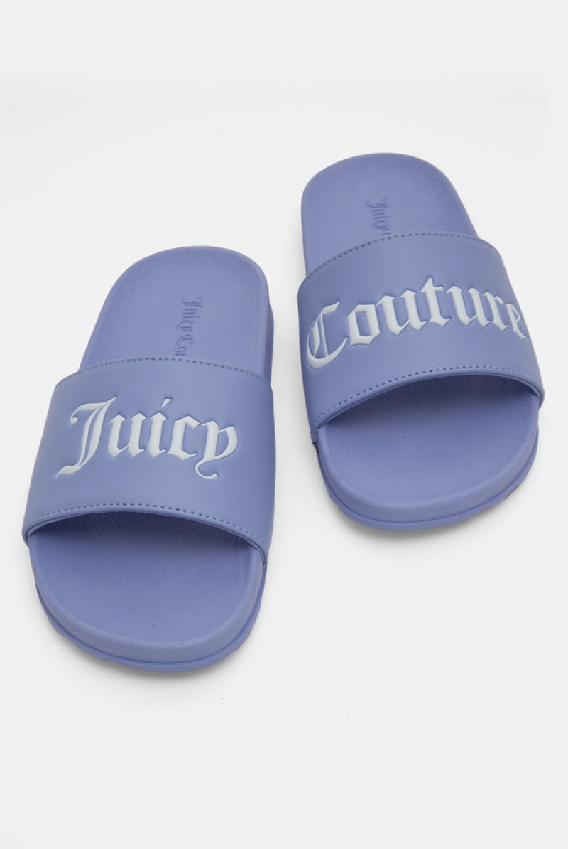 Juicy Couture Juicy Couture Embossed Sliders Blå | JC-SN652202