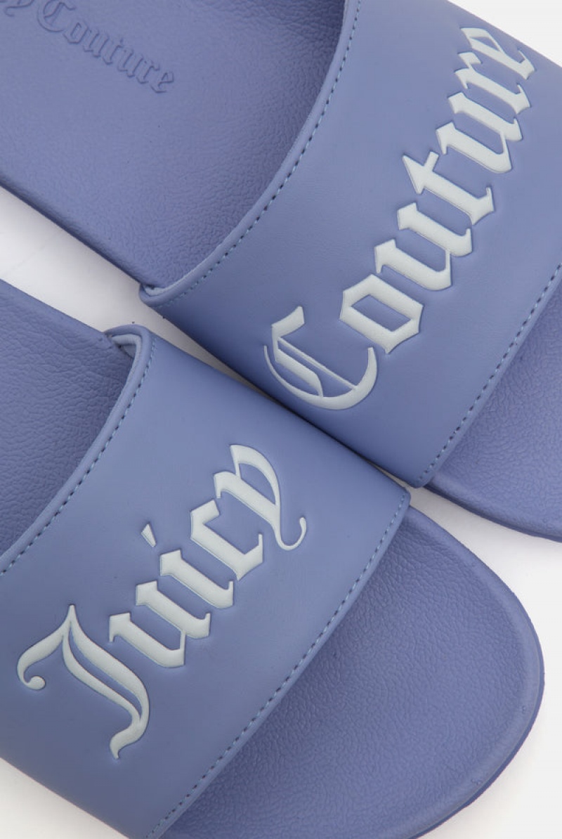 Juicy Couture Juicy Couture Embossed Sliders Blå | JC-SN652202