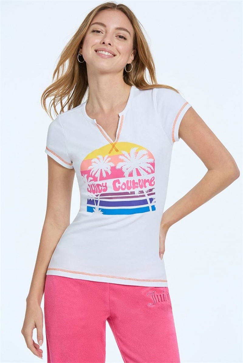 Juicy Couture Juicy Sunset Tee Hvite | JC-SN651608