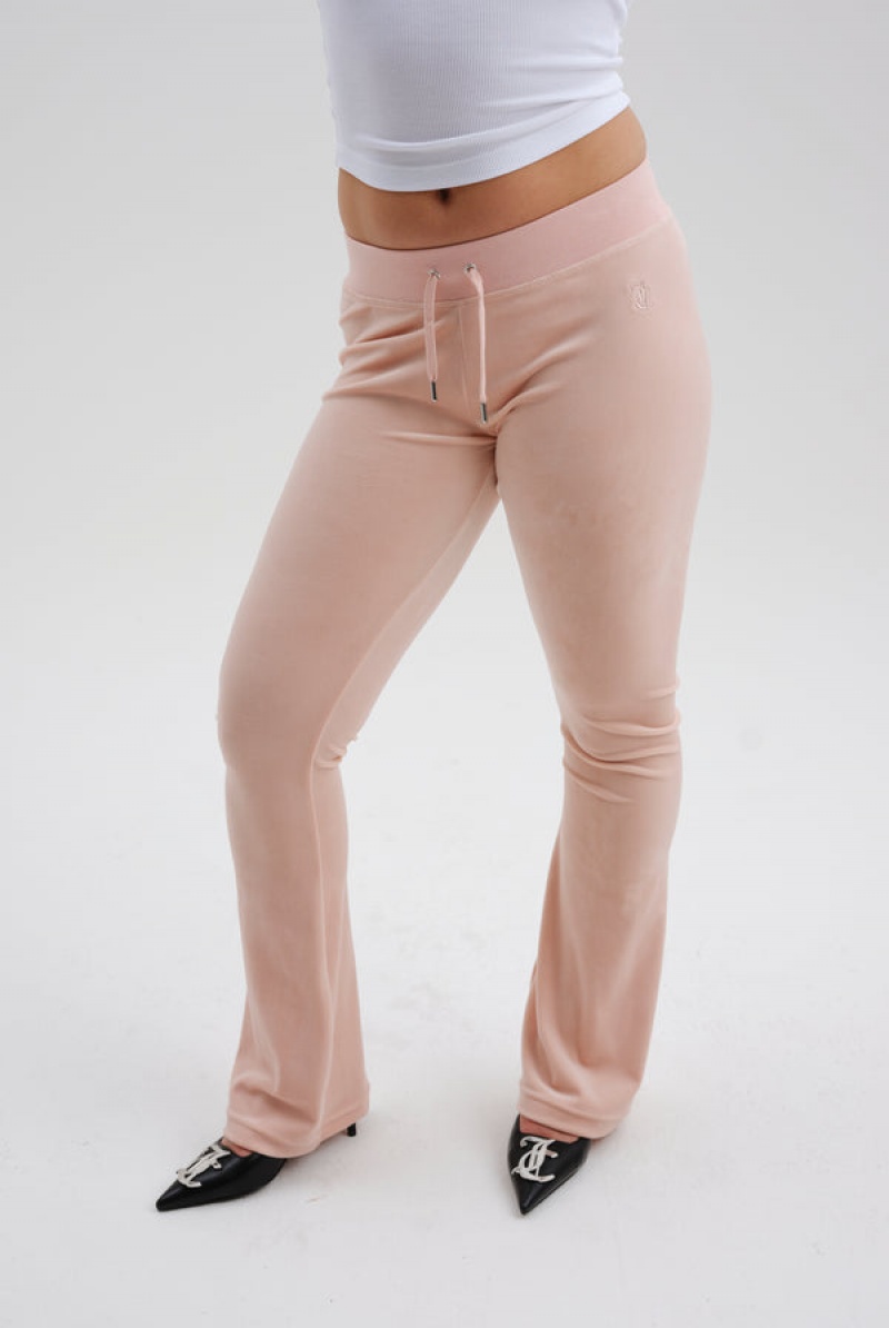 Juicy Couture Low Rise Flare Classic Velour Track Pant Rosa | JC-SN652003