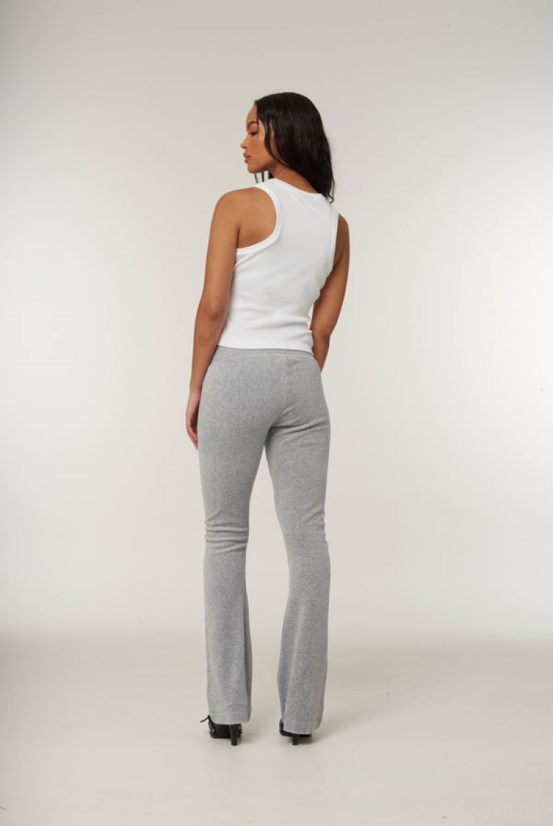 Juicy Couture Low Rise Flare Classic Velour Track Pant Sølv | JC-SN652015