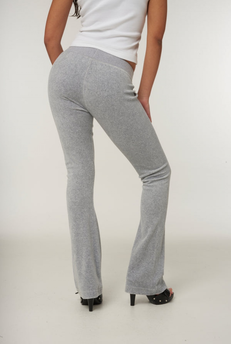 Juicy Couture Low Rise Flare Classic Velour Track Pant Sølv | JC-SN652015