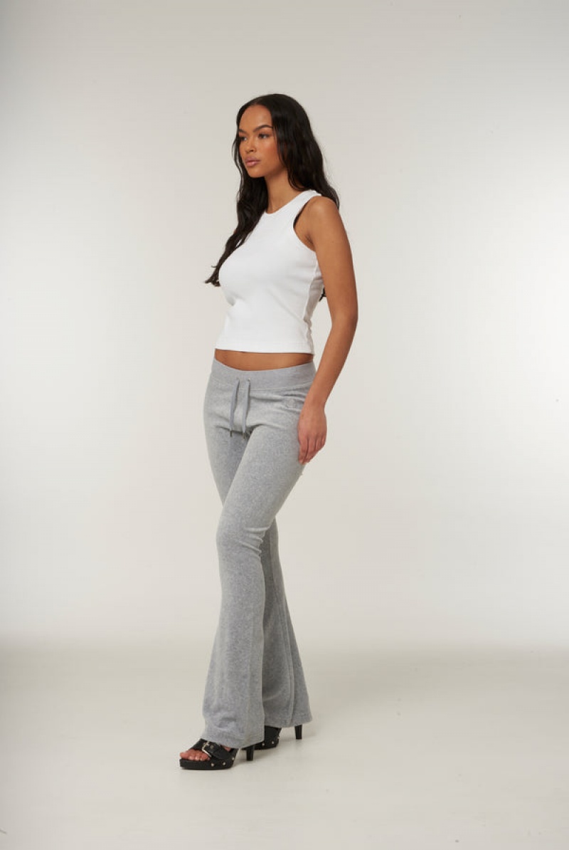 Juicy Couture Low Rise Flare Classic Velour Track Pant Sølv | JC-SN652015