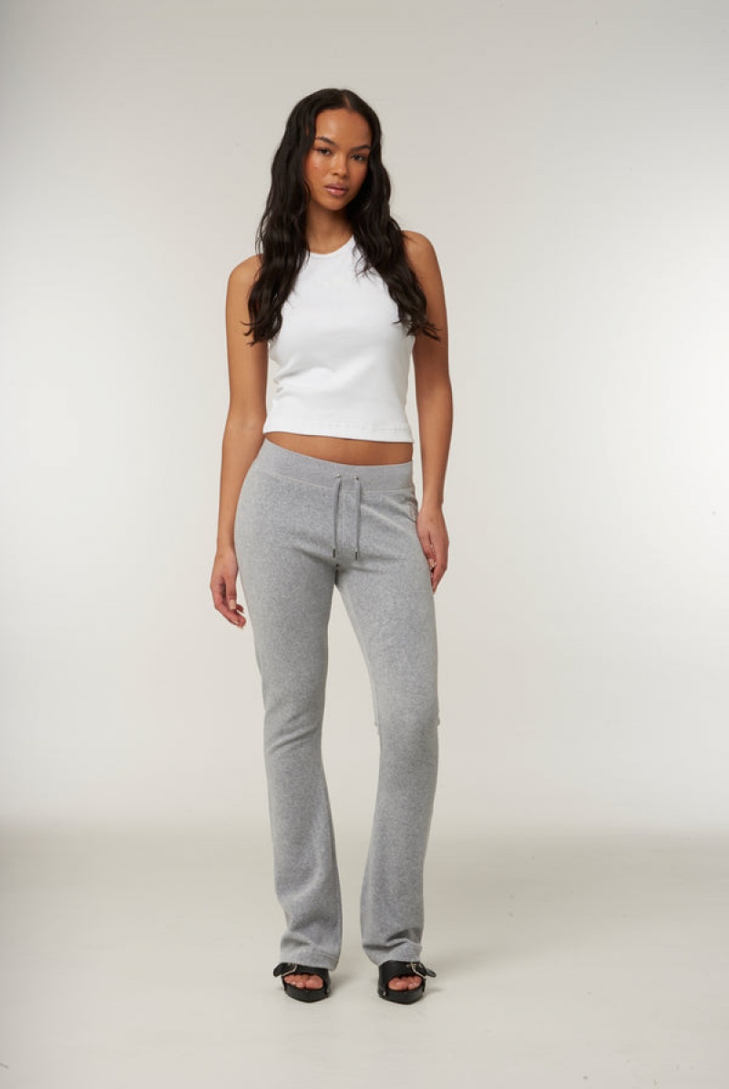 Juicy Couture Low Rise Flare Classic Velour Track Pant Sølv | JC-SN652015