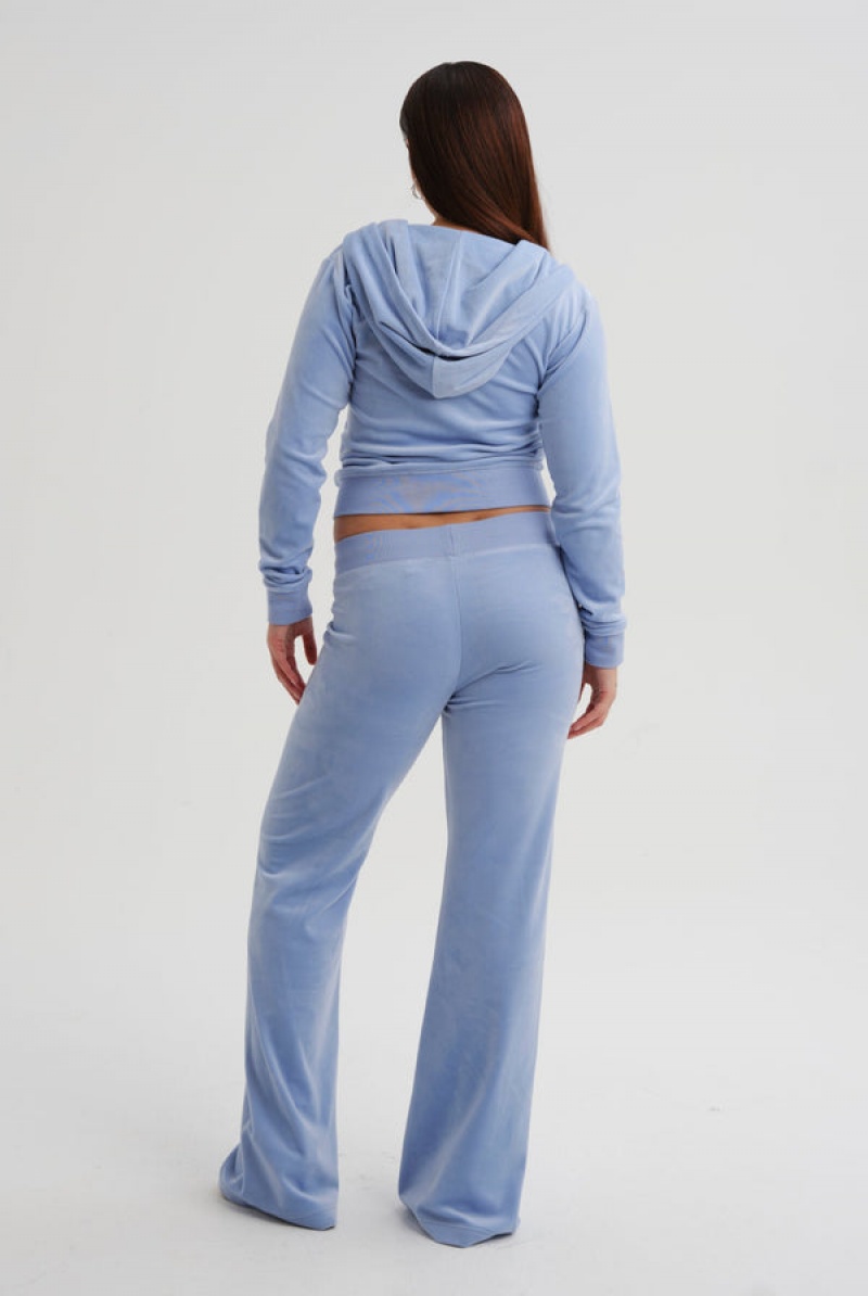 Juicy Couture Low Rise Flare Classic Velour Track Pant Blå | JC-SN652048