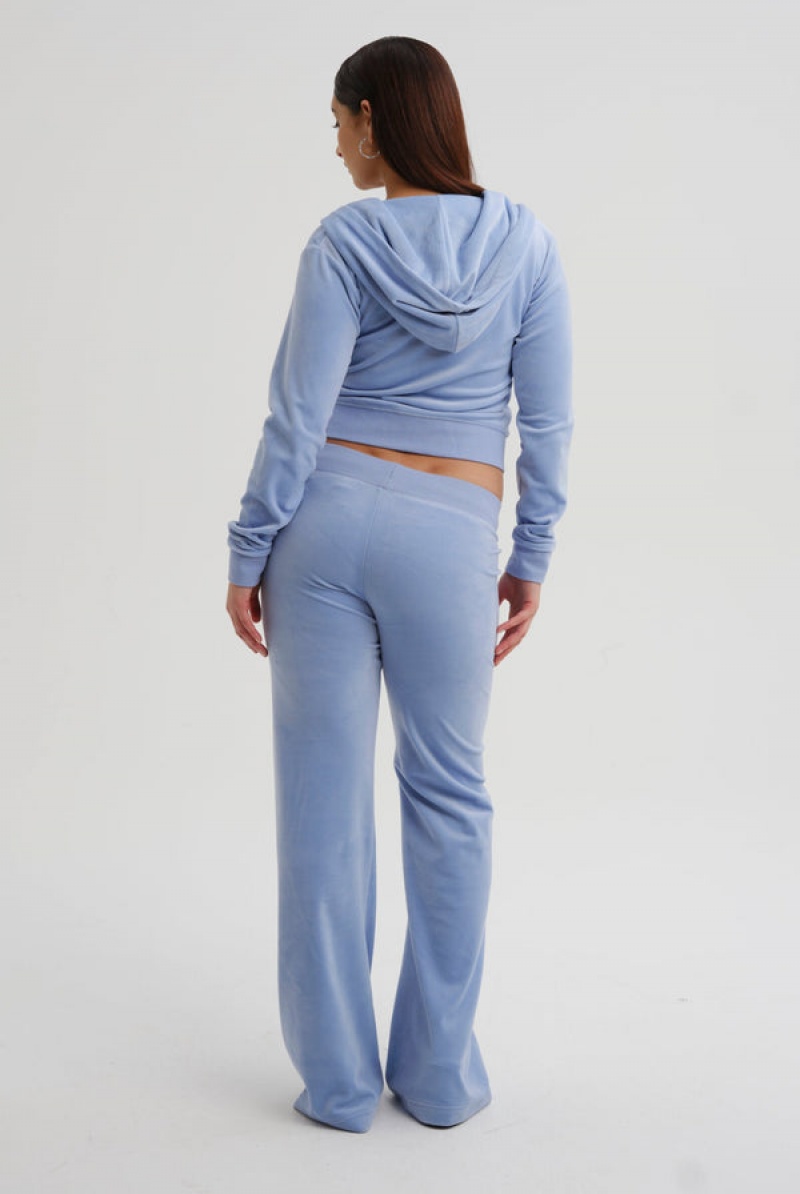 Juicy Couture Low Rise Flare Classic Velour Track Pant Blå | JC-SN652048