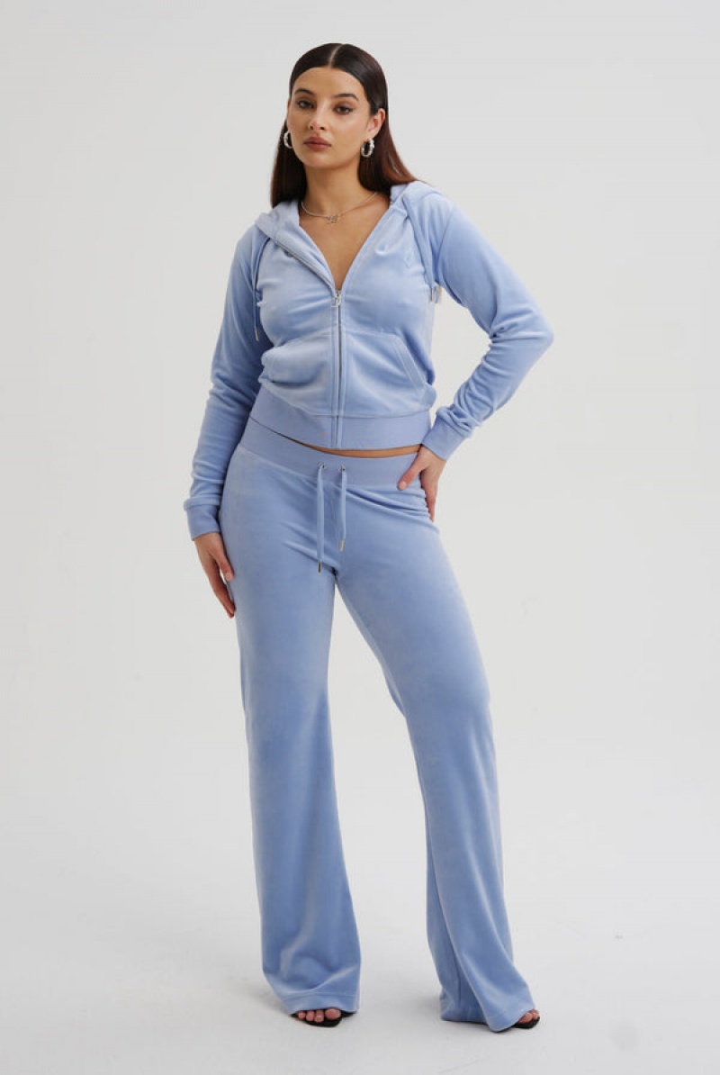 Juicy Couture Low Rise Flare Classic Velour Track Pant Blå | JC-SN652048