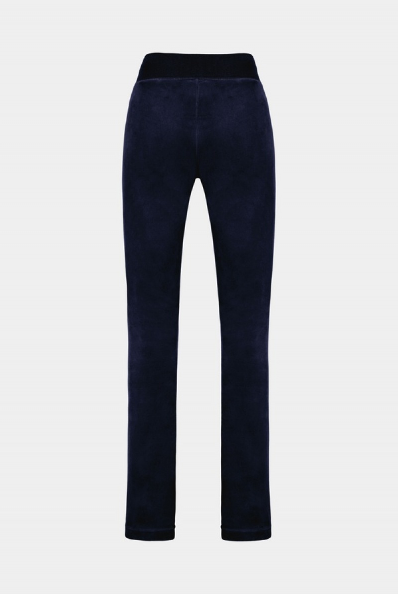 Juicy Couture Low Rise Flare Classic Velour Track Pant Marineblå | JC-SN652054