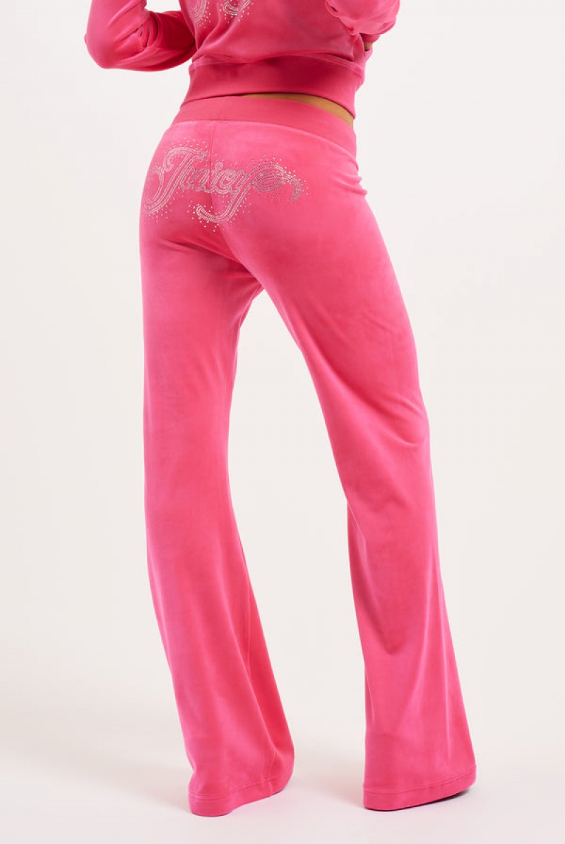 Juicy Couture Low Rise Velour Scatter Bead Fla Joggers Rosa | JC-SN652118