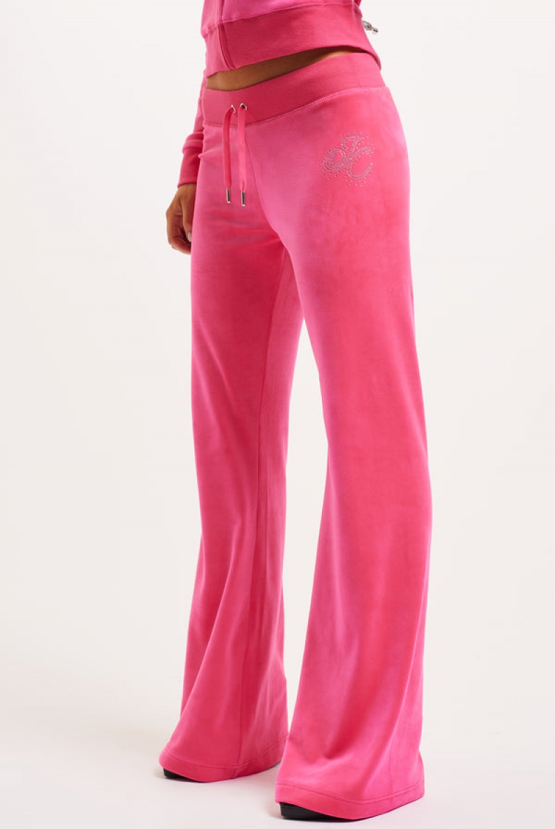 Juicy Couture Low Rise Velour Scatter Bead Fla Joggers Rosa | JC-SN652118