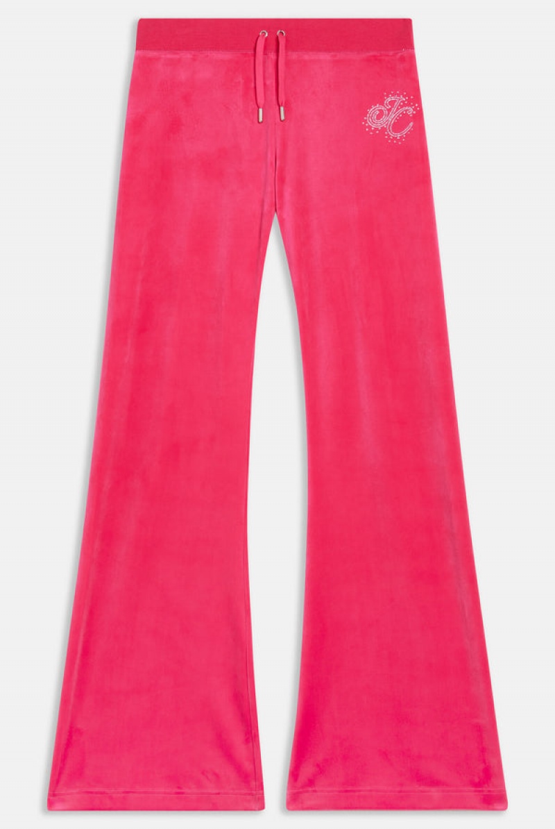 Juicy Couture Low Rise Velour Scatter Bead Fla Joggers Rosa | JC-SN652118