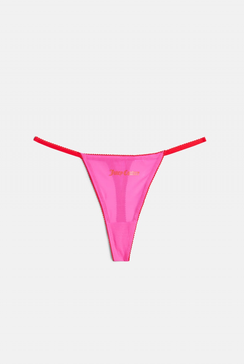 Juicy Couture Mesh Scallop Edge Thong Rosa | JC-SN652259