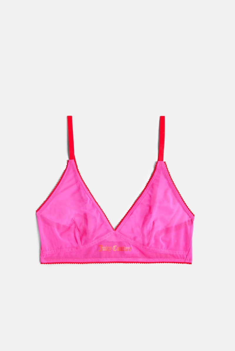 Juicy Couture Mesh Scallop Edge Triangle Bra Rosa | JC-SN652254