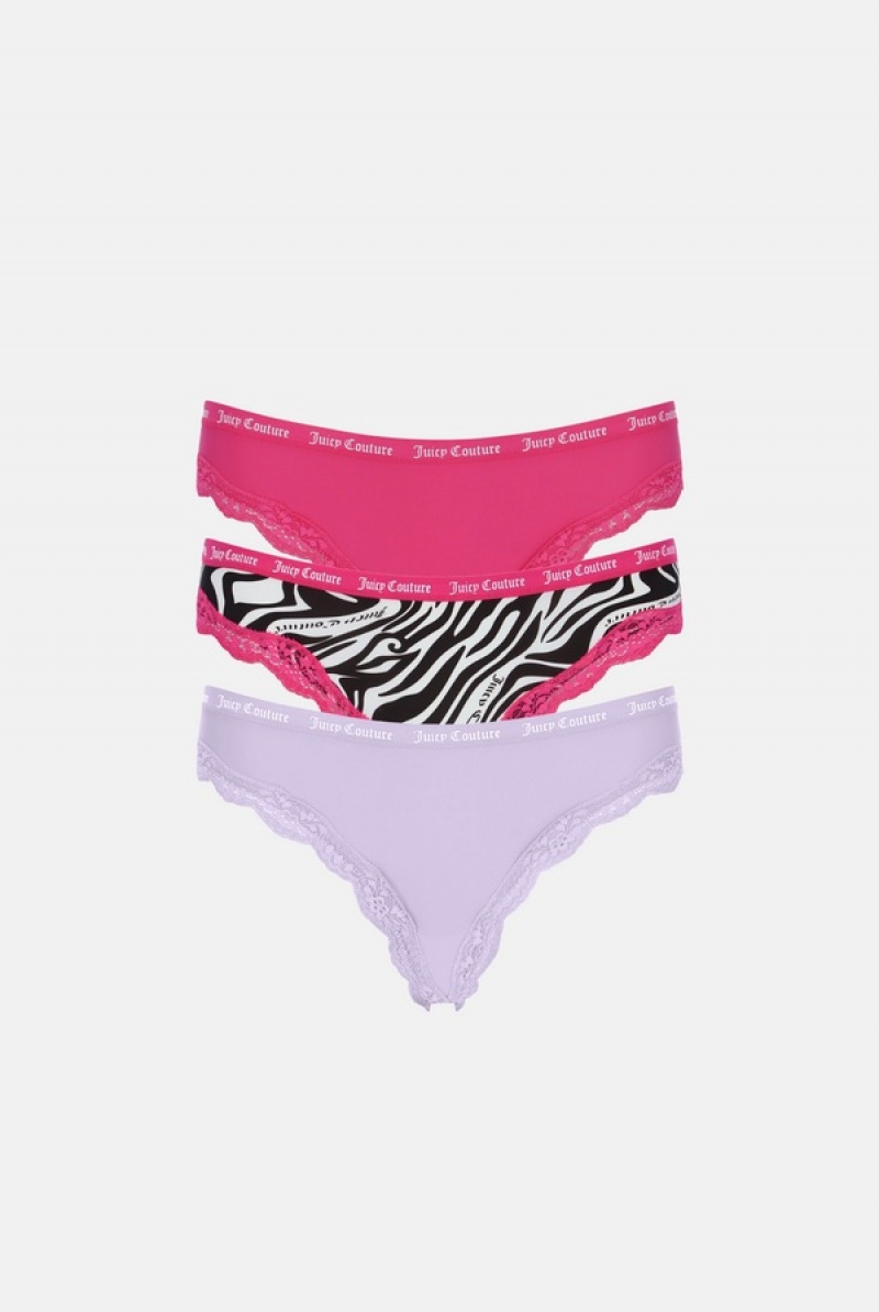 Juicy Couture Microfiber Blonder Trim Thongs Pack X 3 Multicolor | JC-SN652239