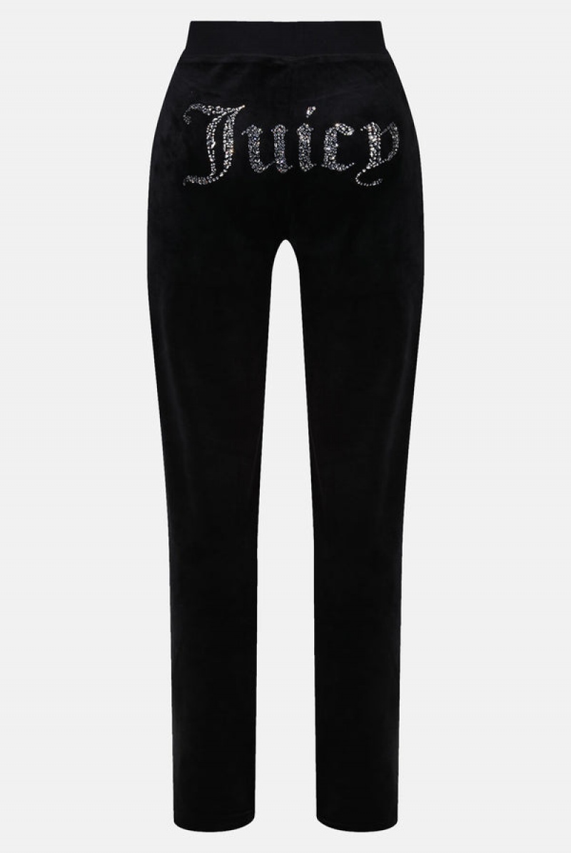 Juicy Couture Mixed Crystal Classic Velour Del Ray Bottoms Svarte | JC-SN652067