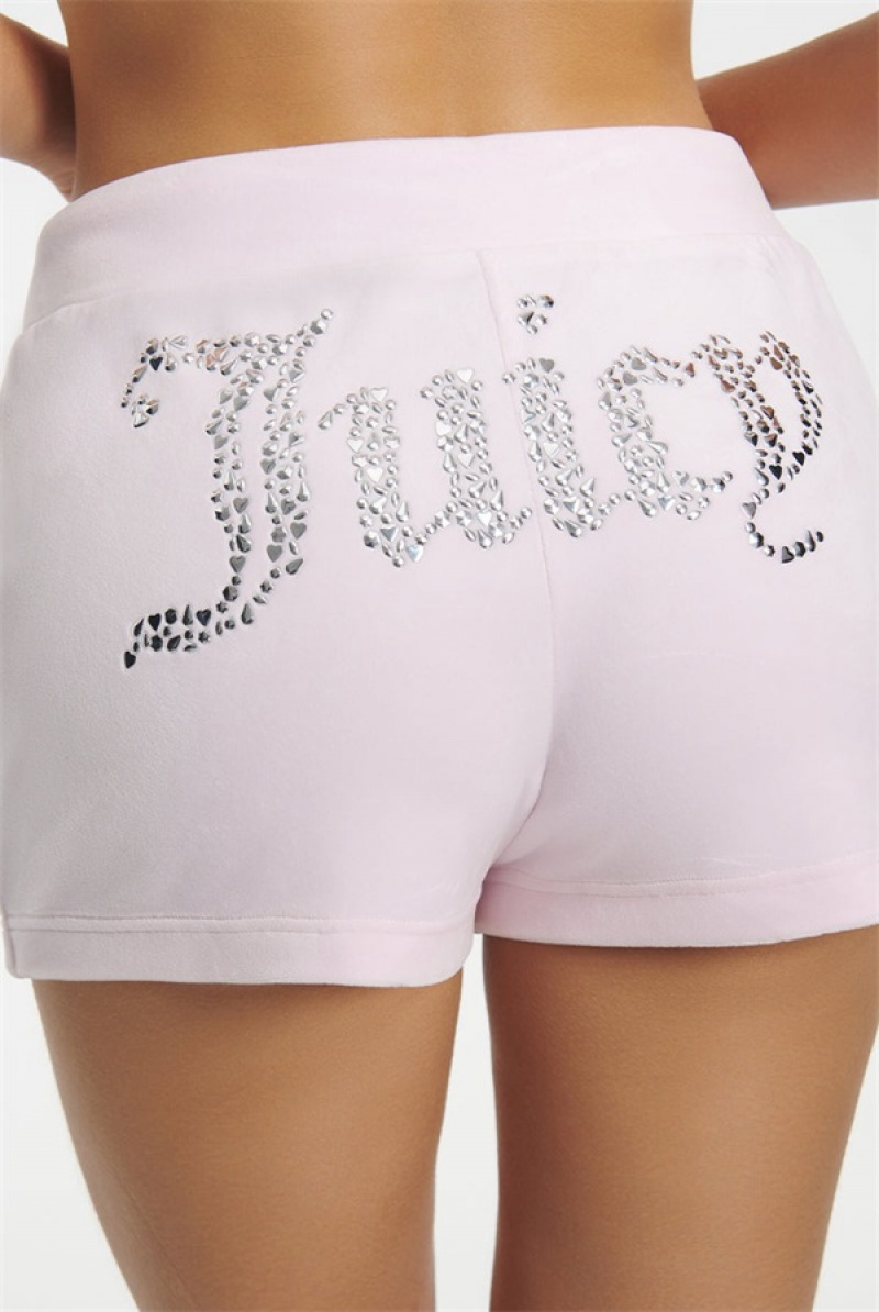 Juicy Couture Mixed Jewels Velour Shorts Lyse Rosa | JC-SN651818