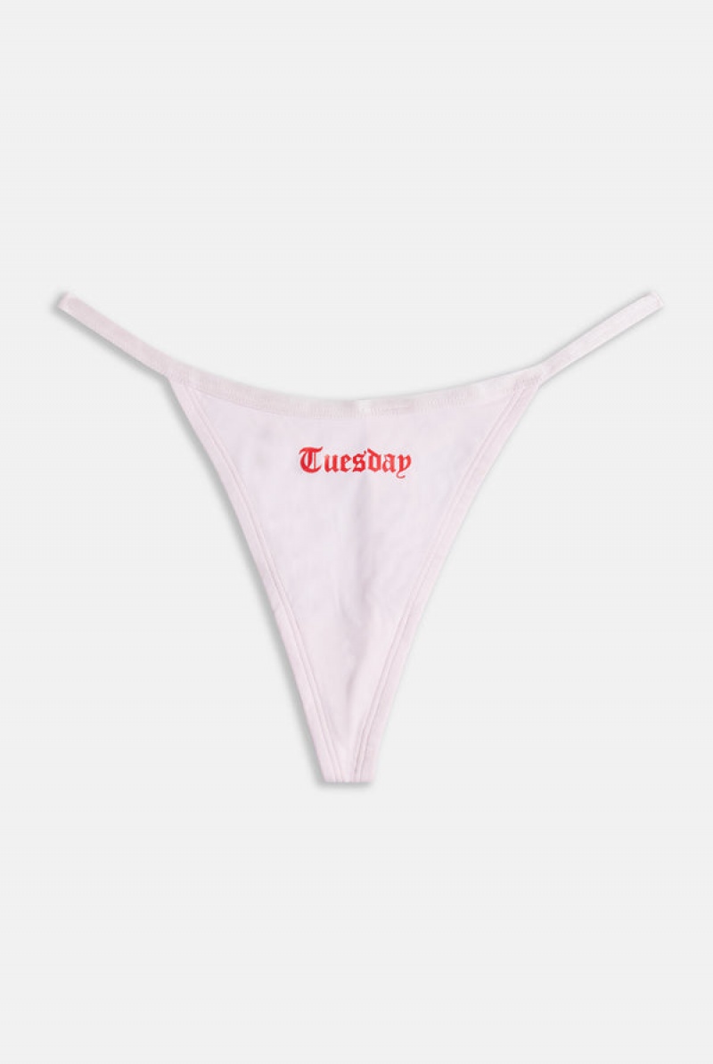 Juicy Couture Monday To Friday' Pack Of 5 Thongs Hvite | JC-SN652264