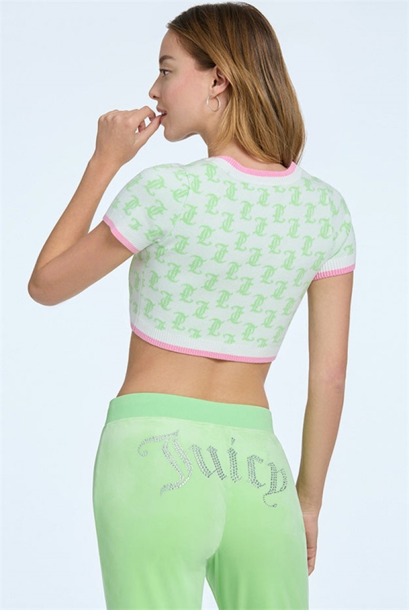 Juicy Couture Monogram Cropped Knit Top Grønn | JC-SN651515