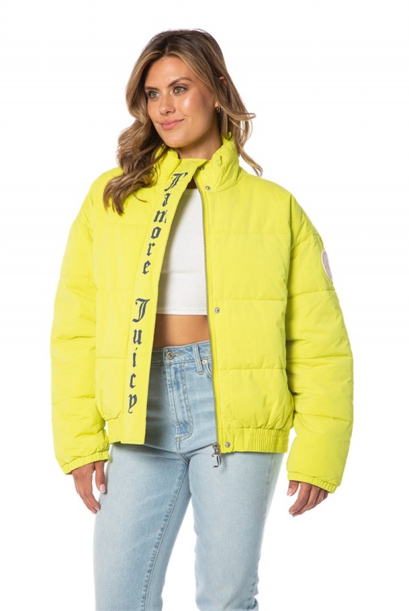 Juicy Couture Monogram Puffer Jacket Lyse Grønn | JC-SN651677