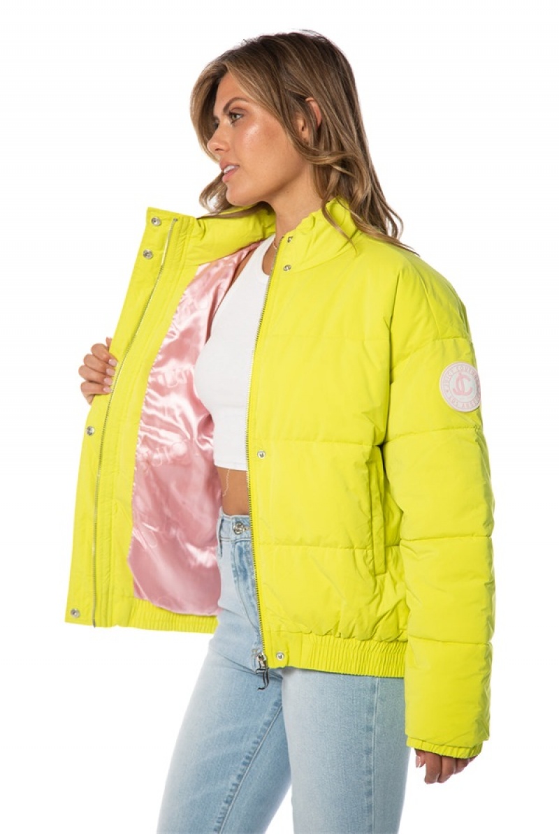 Juicy Couture Monogram Puffer Jacket Lyse Grønn | JC-SN651677