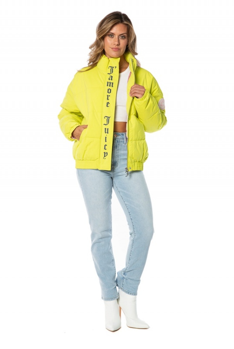 Juicy Couture Monogram Puffer Jacket Lyse Grønn | JC-SN651677