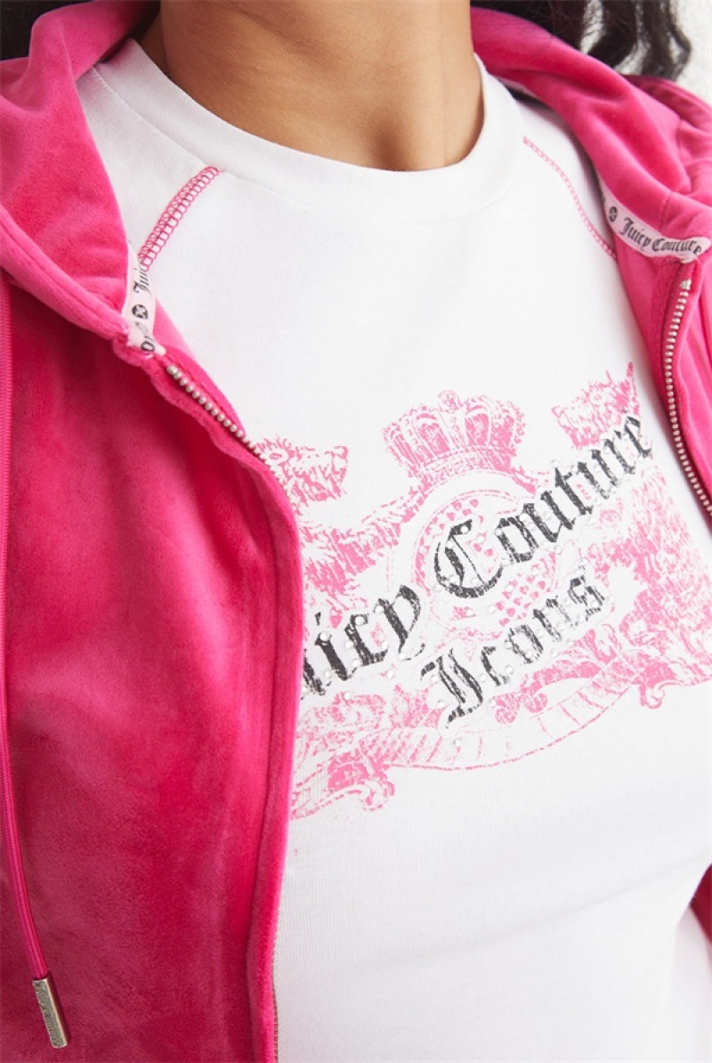 Juicy Couture Og Big Bling Velour Hoodie Rosa | JC-SN651566