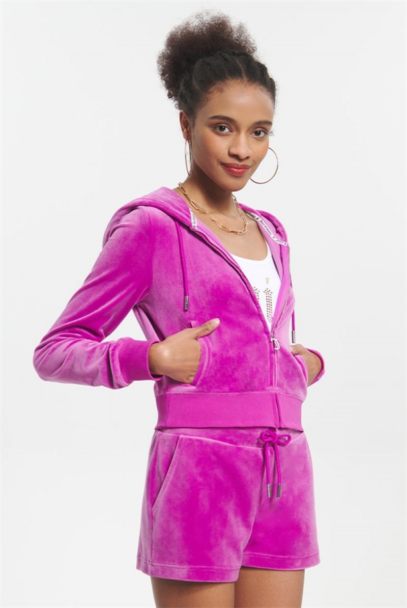 Juicy Couture Og Big Bling Velour Hoodie Lilla | JC-SN651575