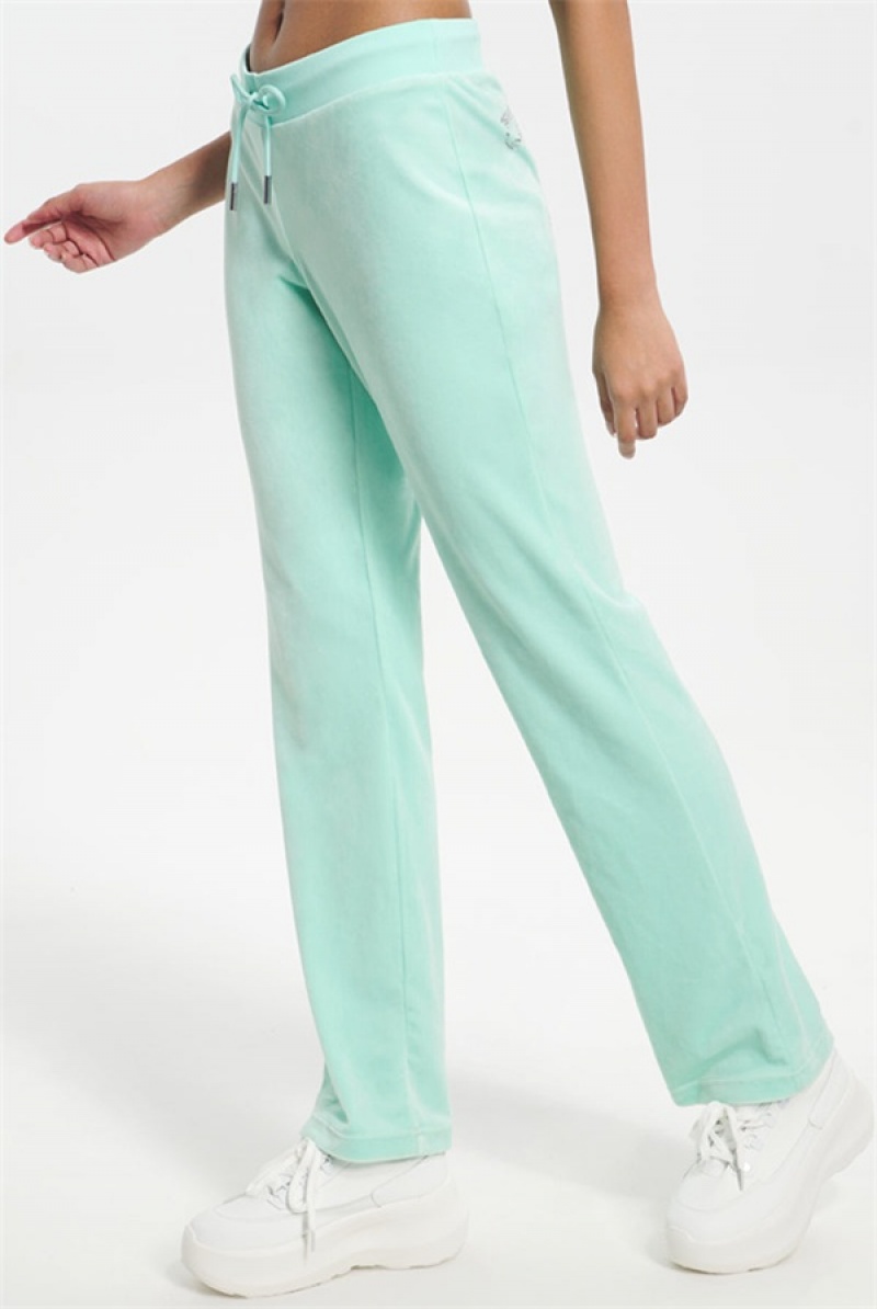 Juicy Couture Og Big Bling Velour Track Pants Mint | JC-SN651601