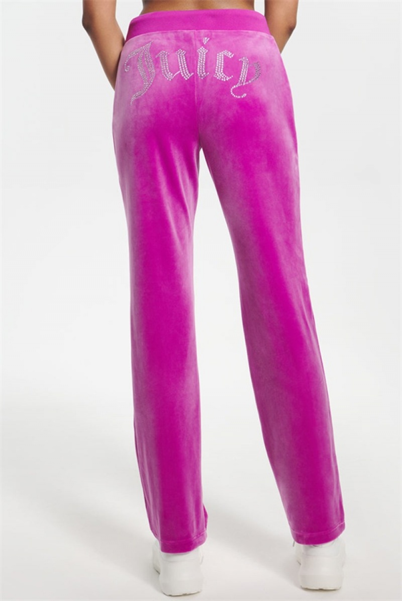 Juicy Couture Og Big Bling Velour Track Pants Lilla | JC-SN651602