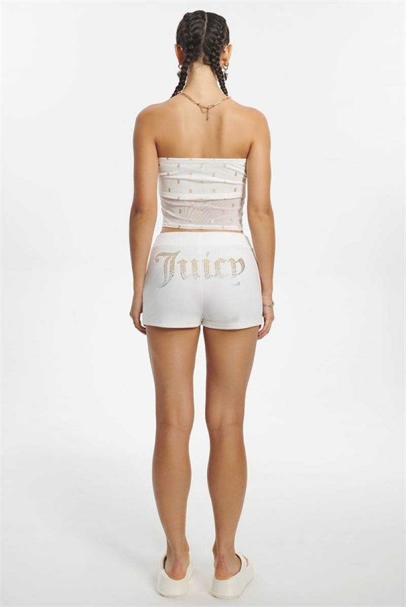 Juicy Couture Ombre Big Bling Booty Shorts Hvite | JC-SN651816