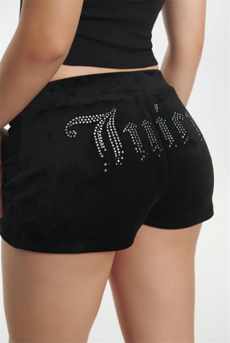 Juicy Couture Ombre Big Bling Booty Shorts Svarte | JC-SN651817