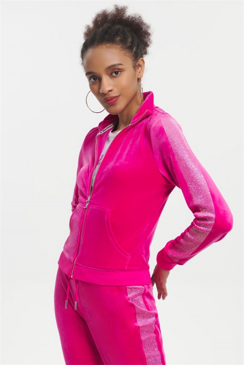 Juicy Couture Ombre Bling Cropped Velour Track Jacket Rosa | JC-SN651584