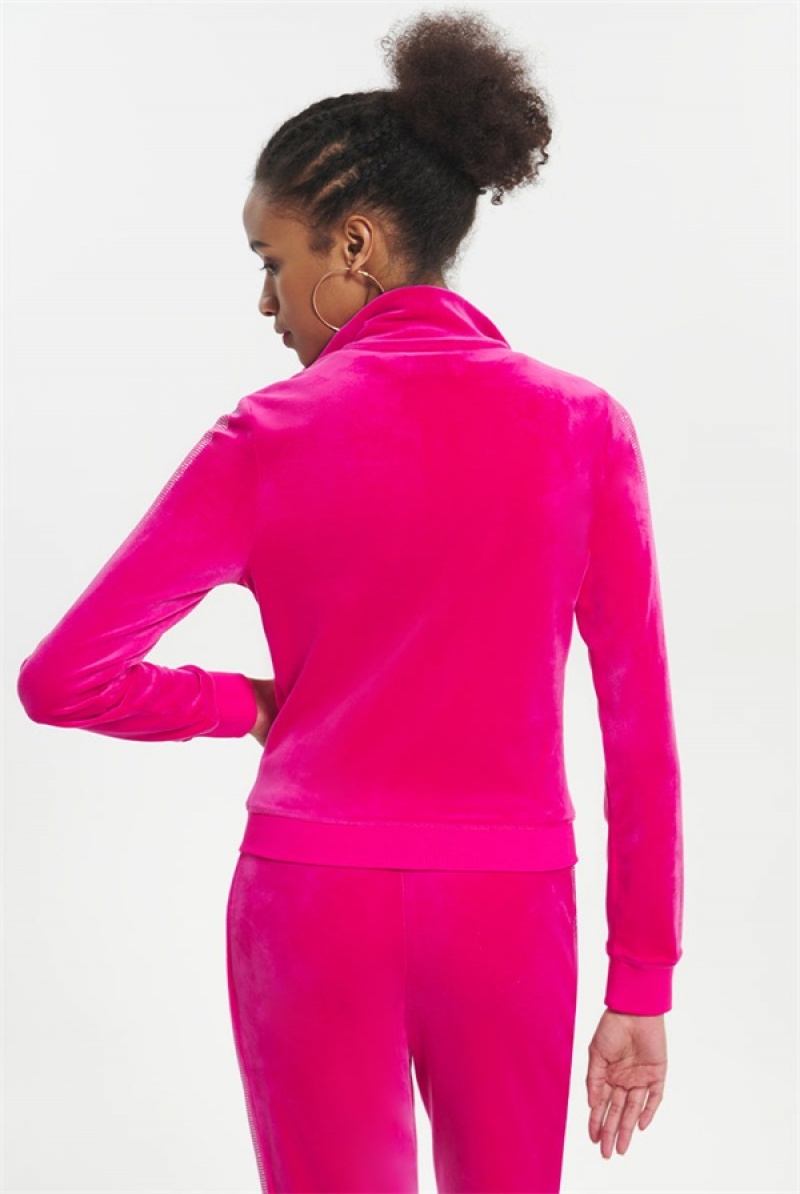 Juicy Couture Ombre Bling Cropped Velour Track Jacket Rosa | JC-SN651584