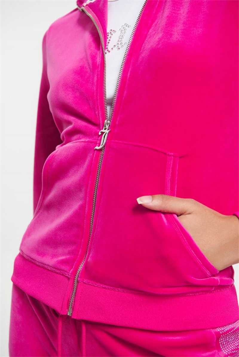 Juicy Couture Ombre Bling Cropped Velour Track Jacket Rosa | JC-SN651584