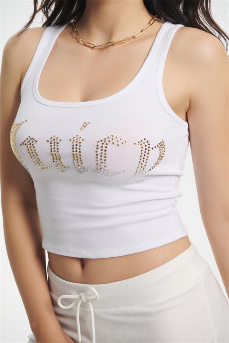 Juicy Couture Ombre Bling Tank Top Hvite | JC-SN651622