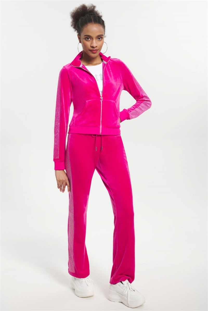 Juicy Couture Ombre Bling Velour Track Pants Rosa | JC-SN651604