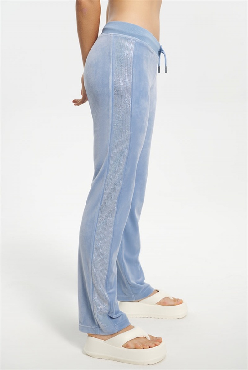 Juicy Couture Ombre Bling Velour Track Pants Blå | JC-SN651607