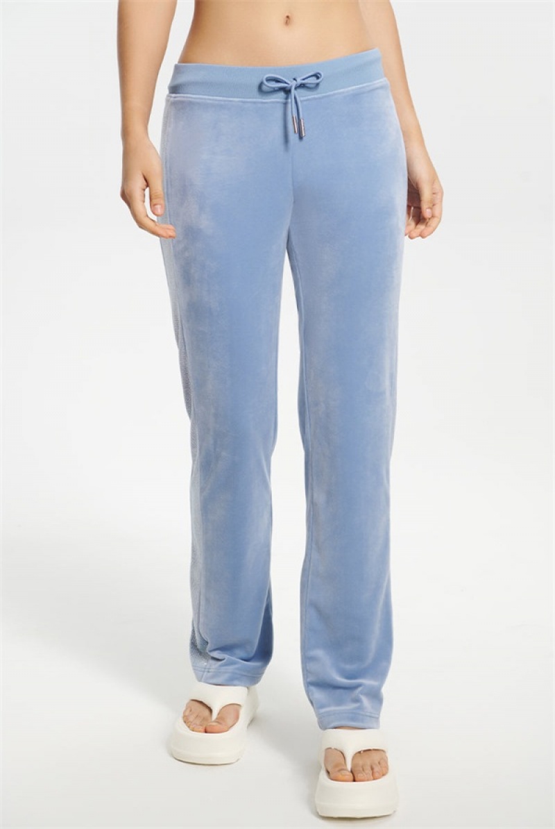 Juicy Couture Ombre Bling Velour Track Pants Blå | JC-SN651607