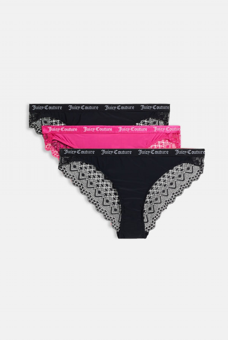 Juicy Couture Pack Of 3 Blonder Trim Briefs Rosa | JC-SN652278