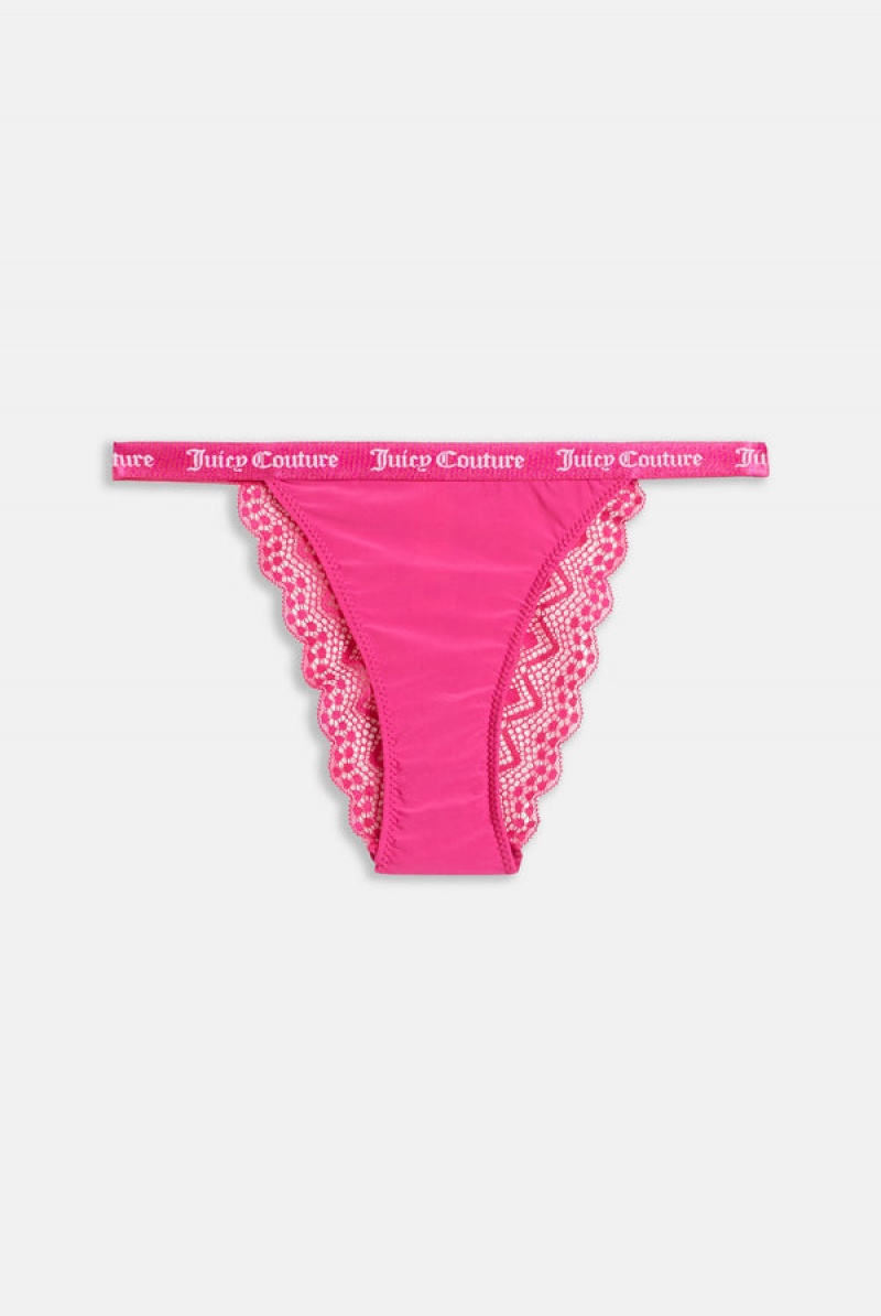 Juicy Couture Pack Of 3 Blonder Trim Tanga Thongs Svarte | JC-SN652280