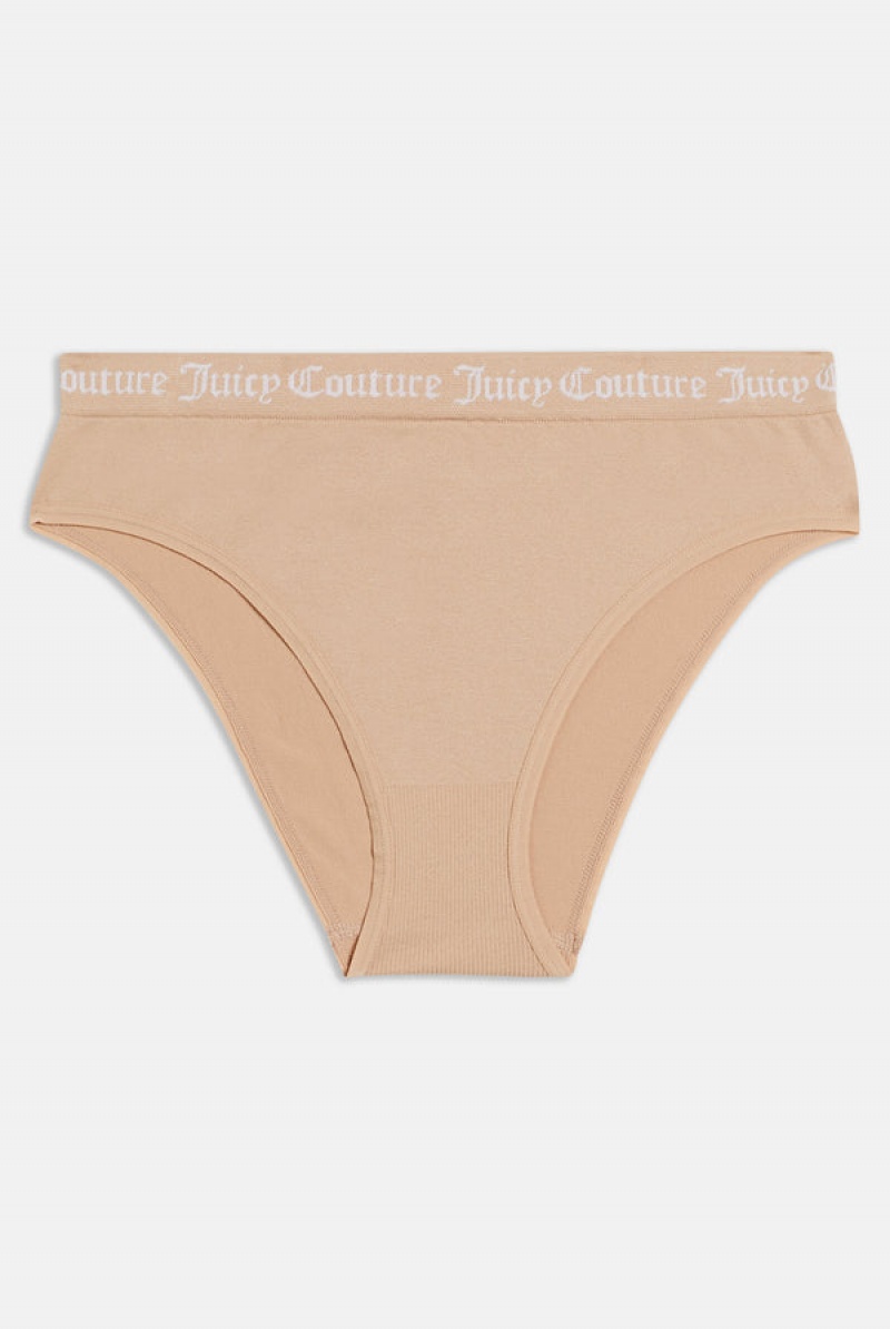 Juicy Couture Pack Of 3 Flate Knit Seamless Mid-rise Briefs Brune | JC-SN652272