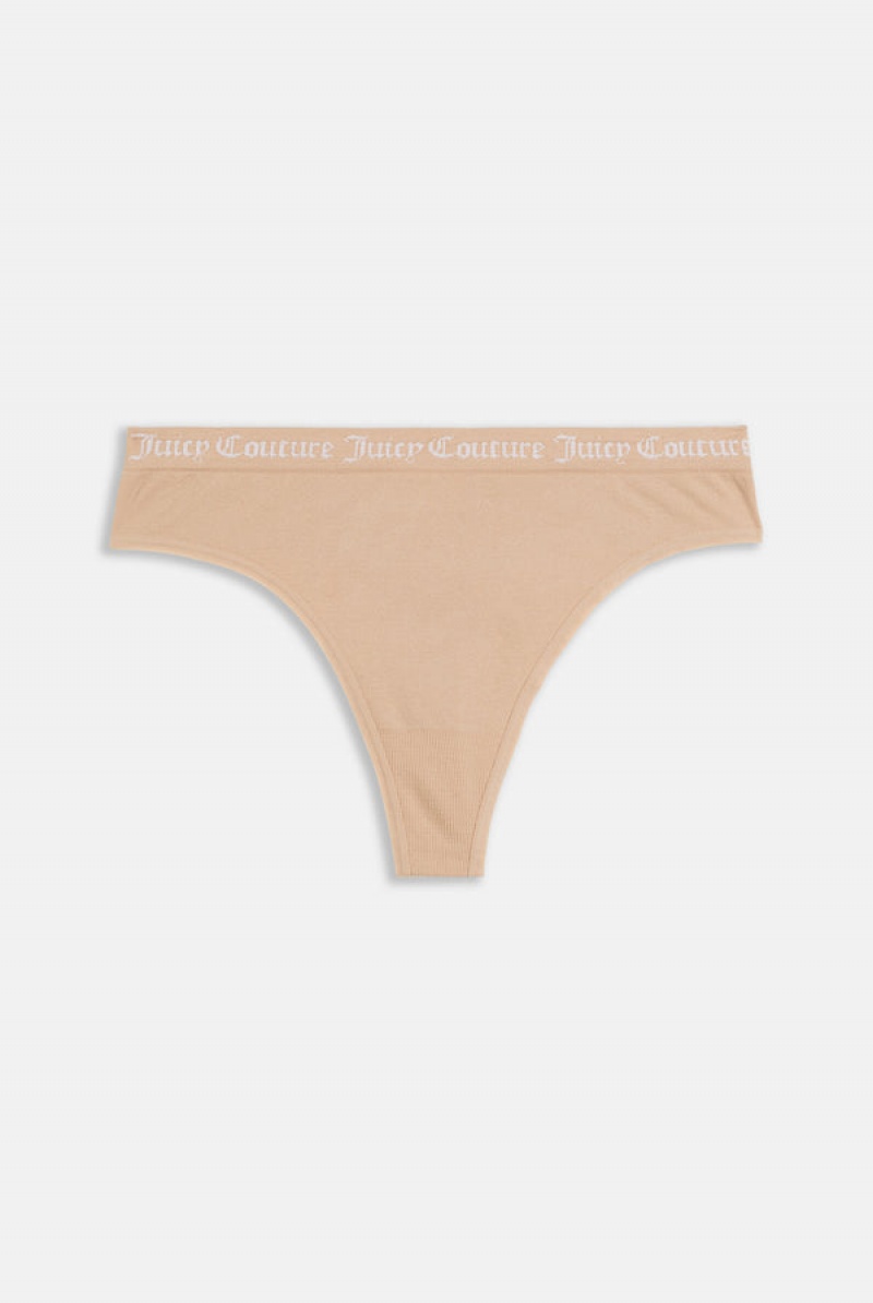 Juicy Couture Pack Of 3 Flate Knit Seamless Thongs Brune | JC-SN652273