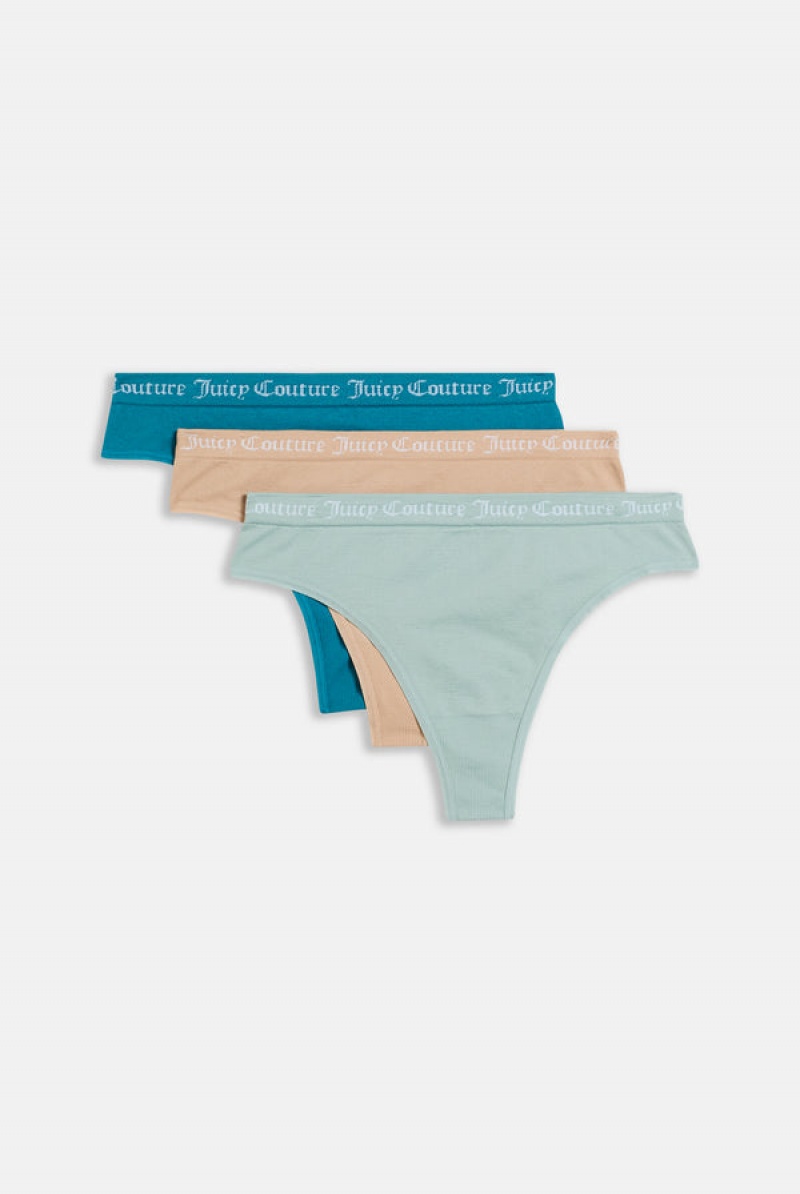 Juicy Couture Pack Of 3 Flate Knit Seamless Thongs Brune | JC-SN652273