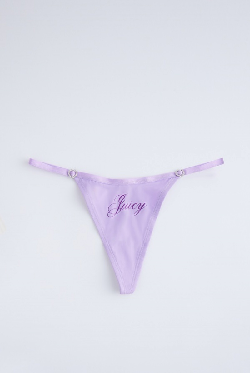 Juicy Couture Pack Of 3 Microfibre Script Print Thongs Multicolor | JC-SN652263