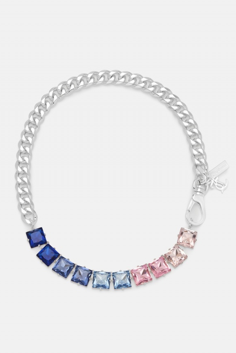 Juicy Couture Pastel Colour Crystal JC Choker Sølv | JC-SN652361