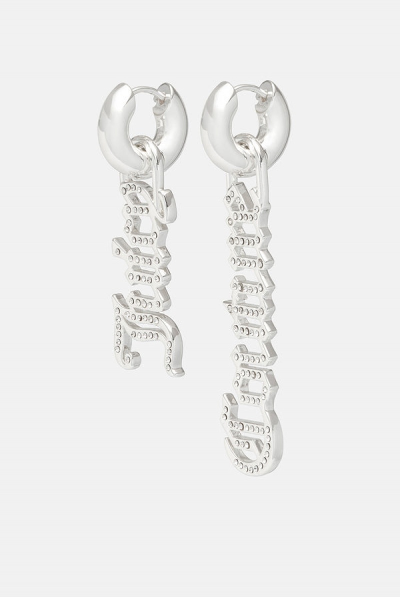 Juicy Couture Pavè Crystal Juicy Couture Drop Earrings Sølv | JC-SN652351