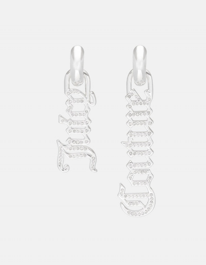 Juicy Couture Pavè Crystal Juicy Couture Drop Earrings Sølv | JC-SN652351